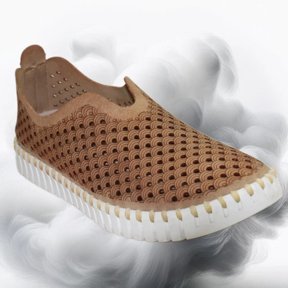 Ilse Jacobsen Hornbaek Latte Laser Cut Tulip Platform Slip-On, SZ 39 (US 8.5-9)